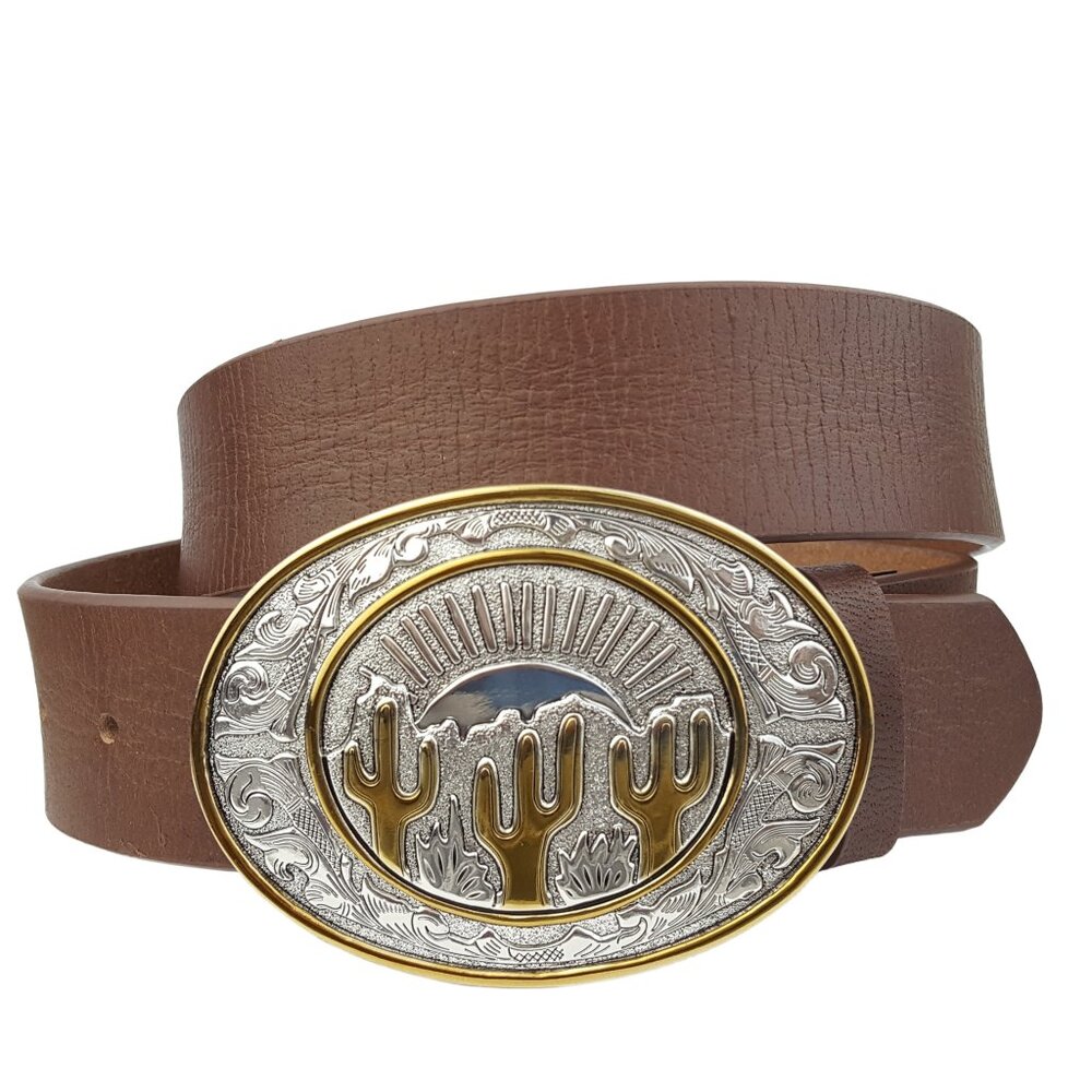 Genuine Leather belt with Cactus Buckle